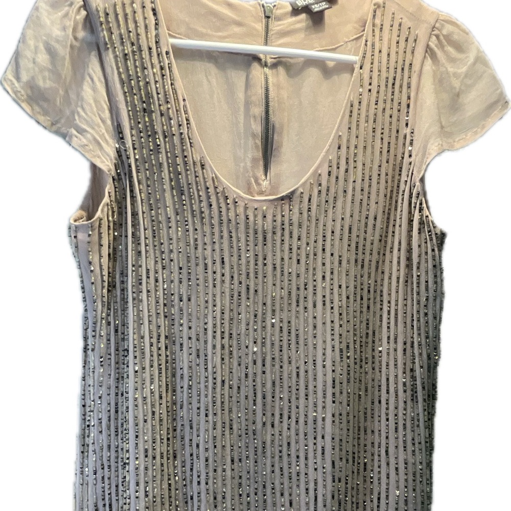 Bdb David Bitton Serissa Tan Flutter Sleeve Top W… - image 2